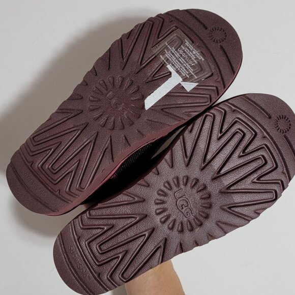 NEW UGG Classic Ultra Mini Mirror Ball Boots Womens 7 Wild Grape Sequin Fur - Picture 8 of 10